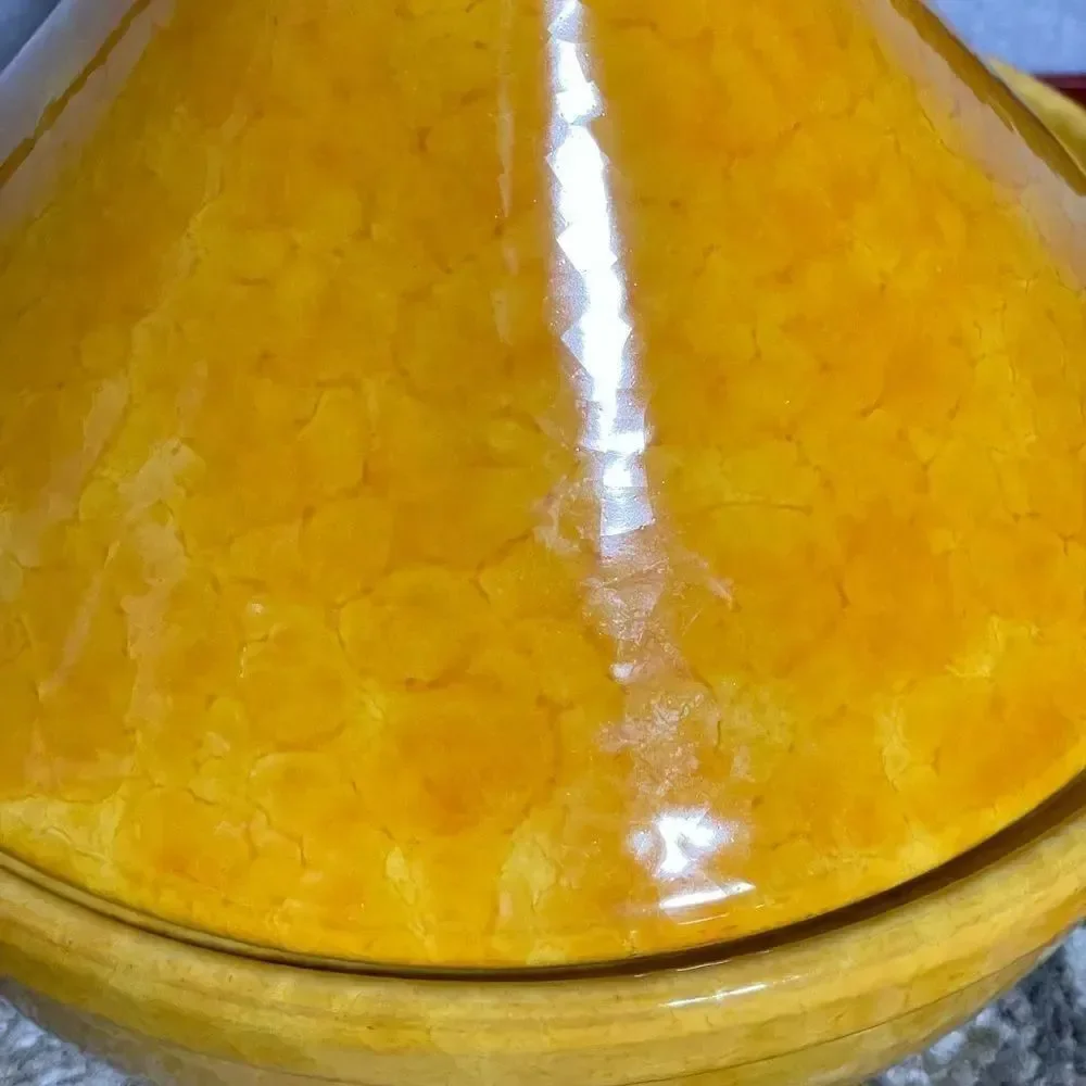 Vintage Traditional Moroccan Mustard Yellow Tagine Cooking Pot (Made in Italy)